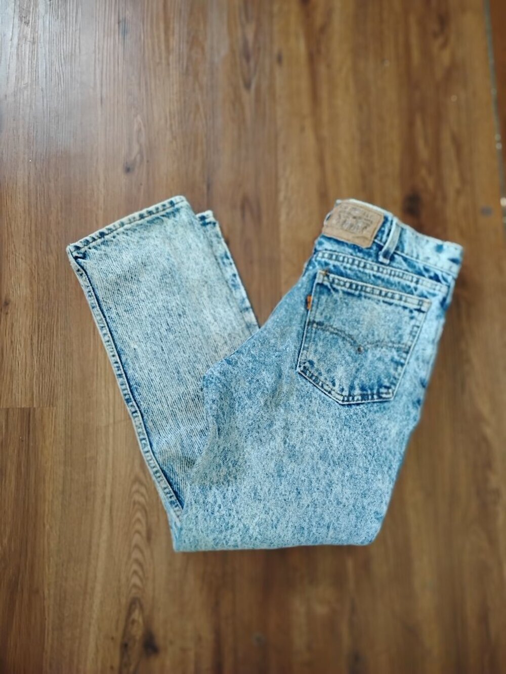 Vintage Levi's Acid Wash Denim Jeans Orange Tab